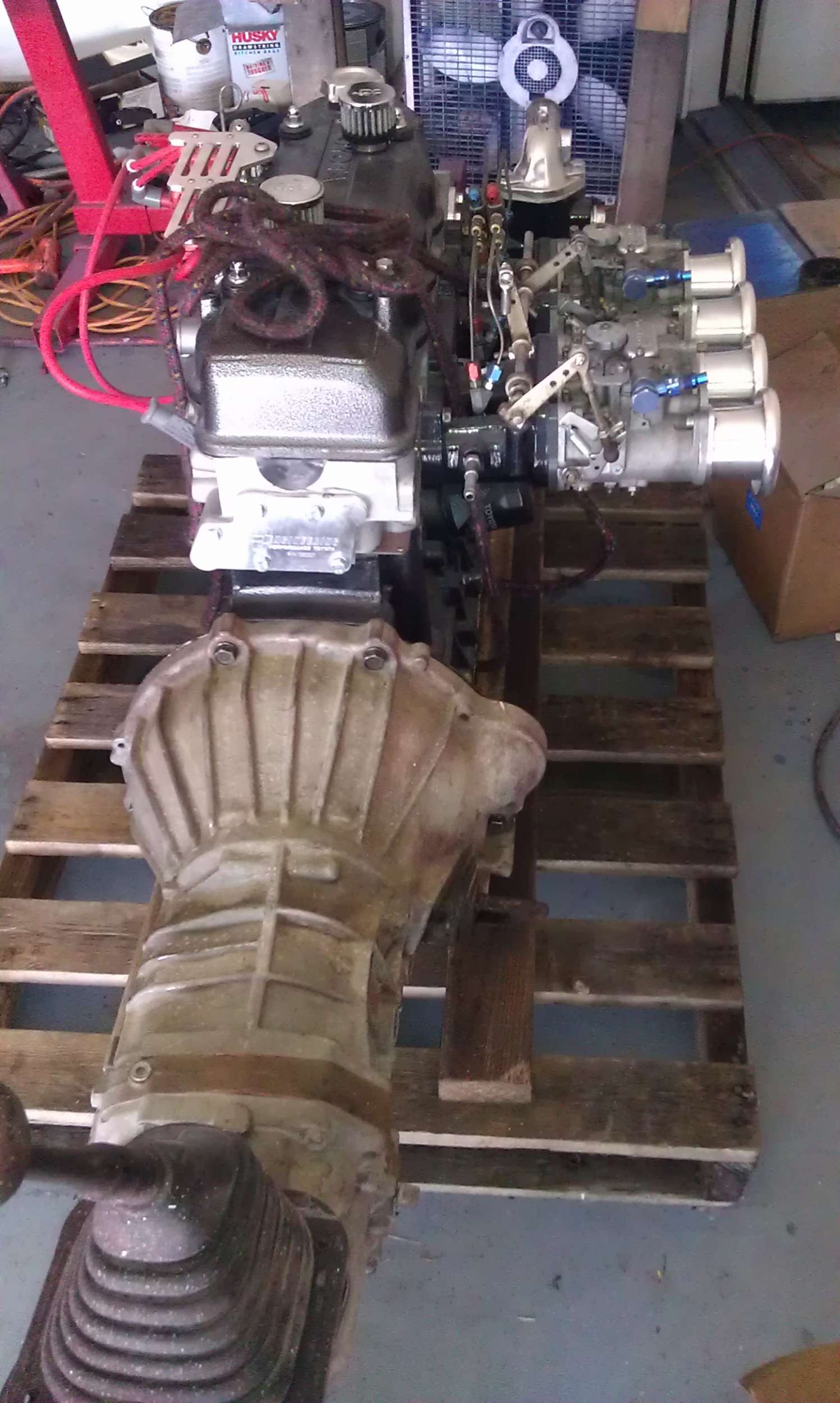 clutch, flywheel and tranny installed just waiting to slap in